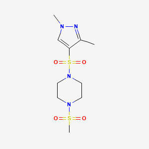 molecular formula C10H18N4O4S2 B4580756 1,3-DIMETHYL-1H-PYRAZOL-4-YL [4-(METHYLSULFONYL)PIPERAZINO] SULFONE 
