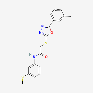 molecular formula C18H17N3O2S2 B4581074 2-{[5-(3-methylphenyl)-1,3,4-oxadiazol-2-yl]sulfanyl}-N-[3-(methylsulfanyl)phenyl]acetamide 