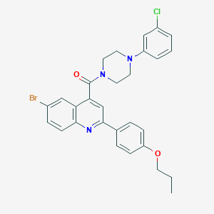 molecular formula C29H27BrClN3O2 B458118 [6-Bromo-2-(4-propoxyphenyl)quinolin-4-yl][4-(3-chlorophenyl)piperazin-1-yl]methanone 