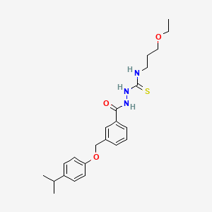 molecular formula C23H31N3O3S B4581367 N~1~-(3-ETHOXYPROPYL)-2-{3-[(4-ISOPROPYLPHENOXY)METHYL]BENZOYL}-1-HYDRAZINECARBOTHIOAMIDE 