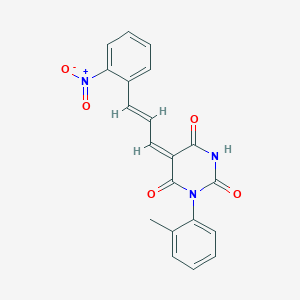 molecular formula C20H15N3O5 B4581563 (5E)-1-(2-methylphenyl)-5-[(E)-3-(2-nitrophenyl)prop-2-enylidene]-1,3-diazinane-2,4,6-trione 