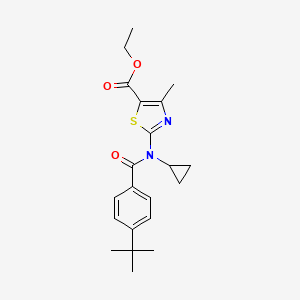 molecular formula C21H26N2O3S B4581583 ETHYL 2-[[4-(TERT-BUTYL)BENZOYL](CYCLOPROPYL)AMINO]-4-METHYL-1,3-THIAZOLE-5-CARBOXYLATE 