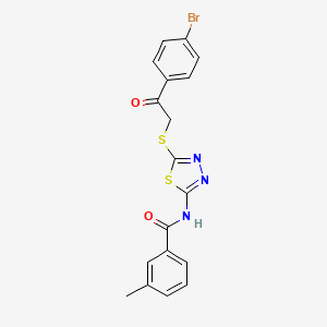 molecular formula C18H14BrN3O2S2 B4581748 N-(5-{[2-(4-bromophenyl)-2-oxoethyl]sulfanyl}-1,3,4-thiadiazol-2-yl)-3-methylbenzamide 