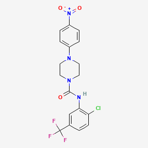 molecular formula C18H16ClF3N4O3 B4581758 N-[2-chloro-5-(trifluoromethyl)phenyl]-4-(4-nitrophenyl)piperazine-1-carboxamide 