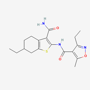 molecular formula C18H23N3O3S B4581771 N-(3-carbamoyl-6-ethyl-4,5,6,7-tetrahydro-1-benzothiophen-2-yl)-3-ethyl-5-methyl-1,2-oxazole-4-carboxamide 