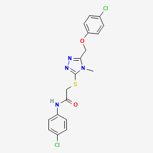 molecular formula C18H16Cl2N4O2S B4581846 2-({5-[(4-chlorophenoxy)methyl]-4-methyl-4H-1,2,4-triazol-3-yl}sulfanyl)-N-(4-chlorophenyl)acetamide 
