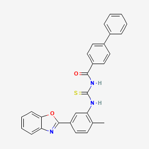 molecular formula C28H21N3O2S B4582033 N-{[5-(1,3-benzoxazol-2-yl)-2-methylphenyl]carbamothioyl}biphenyl-4-carboxamide 