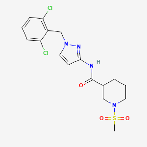 molecular formula C17H20Cl2N4O3S B4582261 N~3~-[1-(2,6-DICHLOROBENZYL)-1H-PYRAZOL-3-YL]-1-(METHYLSULFONYL)-3-PIPERIDINECARBOXAMIDE 