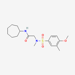 molecular formula C18H28N2O4S B4582268 N-cycloheptyl-N~2~-[(4-methoxy-3-methylphenyl)sulfonyl]-N~2~-methylglycinamide 