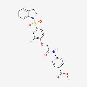 molecular formula C24H21ClN2O6S B4582338 Methyl 4-[[2-[2-chloro-4-(2,3-dihydroindol-1-ylsulfonyl)phenoxy]acetyl]amino]benzoate 