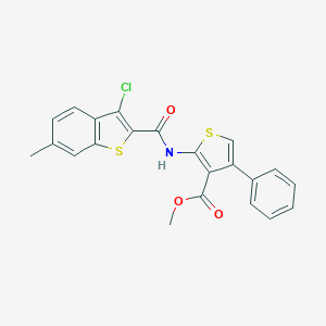 molecular formula C22H16ClNO3S2 B458241 Methyl 2-{[(3-chloro-6-methyl-1-benzothien-2-yl)carbonyl]amino}-4-phenyl-3-thiophenecarboxylate 