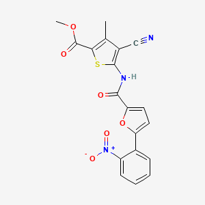 molecular formula C19H13N3O6S B4582429 Methyl 4-cyano-3-methyl-5-({[5-(2-nitrophenyl)furan-2-yl]carbonyl}amino)thiophene-2-carboxylate 