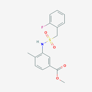 molecular formula C16H16FNO4S B4582535 METHYL 3-[(2-FLUOROPHENYL)METHANESULFONAMIDO]-4-METHYLBENZOATE 
