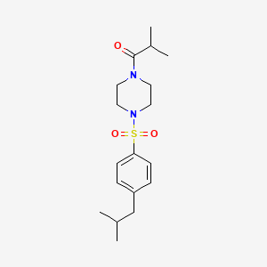molecular formula C18H28N2O3S B4582716 1-{4-[(4-ISOBUTYLPHENYL)SULFONYL]PIPERAZINO}-2-METHYL-1-PROPANONE 