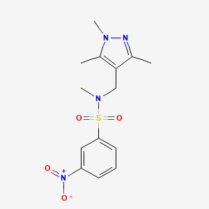 molecular formula C14H18N4O4S B4582789 N-METHYL-3-NITRO-N-[(1,3,5-TRIMETHYL-1H-PYRAZOL-4-YL)METHYL]-1-BENZENESULFONAMIDE 