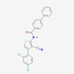 molecular formula C24H14Cl2N2OS B458285 N-[3-CYANO-4-(2,4-DICHLOROPHENYL)-2-THIENYL]-4-BIPHENYLCARBOXAMIDE 