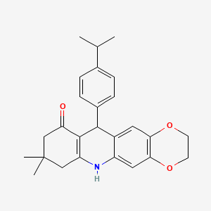 molecular formula C26H29NO3 B4582877 8,8-dimethyl-11-[4-(propan-2-yl)phenyl]-2,3,7,8,9,11-hexahydro[1,4]dioxino[2,3-b]acridin-10(6H)-one 