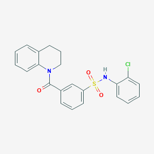 molecular formula C22H19ClN2O3S B4582992 N-(2-chlorophenyl)-3-(3,4-dihydro-2H-quinoline-1-carbonyl)benzenesulfonamide 