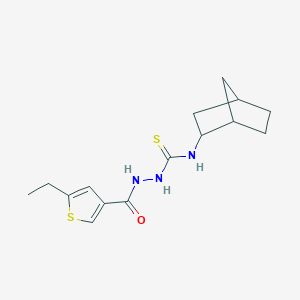 molecular formula C15H21N3OS2 B4583124 N-(bicyclo[2.2.1]hept-2-yl)-2-[(5-ethylthiophen-3-yl)carbonyl]hydrazinecarbothioamide 