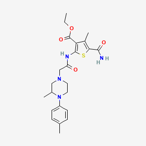 molecular formula C23H30N4O4S B4583154 Ethyl 5-carbamoyl-4-methyl-2-({[3-methyl-4-(4-methylphenyl)piperazin-1-yl]acetyl}amino)thiophene-3-carboxylate 