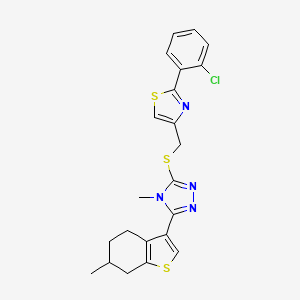 molecular formula C22H21ClN4S3 B4583164 3-({[2-(2-chlorophenyl)-1,3-thiazol-4-yl]methyl}sulfanyl)-4-methyl-5-(6-methyl-4,5,6,7-tetrahydro-1-benzothiophen-3-yl)-4H-1,2,4-triazole 