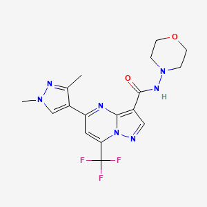molecular formula C17H18F3N7O2 B4583206 5-(1,3-DIMETHYL-1H-PYRAZOL-4-YL)-N-MORPHOLINO-7-(TRIFLUOROMETHYL)PYRAZOLO[1,5-A]PYRIMIDINE-3-CARBOXAMIDE 