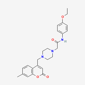 molecular formula C25H29N3O4 B4583226 N-(4-ethoxyphenyl)-2-{4-[(7-methyl-2-oxo-2H-chromen-4-yl)methyl]piperazin-1-yl}acetamide 