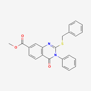 molecular formula C23H18N2O3S B4583294 Methyl 2-(benzylsulfanyl)-4-oxo-3-phenyl-3,4-dihydroquinazoline-7-carboxylate 