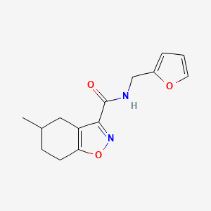 molecular formula C14H16N2O3 B4583302 N-(furan-2-ylmethyl)-5-methyl-4,5,6,7-tetrahydro-1,2-benzoxazole-3-carboxamide 