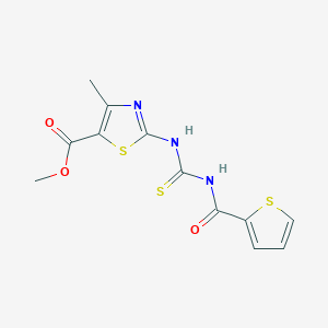 molecular formula C12H11N3O3S3 B4583367 methyl 4-methyl-2-({[(2-thienylcarbonyl)amino]carbonothioyl}amino)-1,3-thiazole-5-carboxylate 