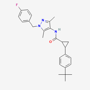 molecular formula C26H30FN3O B4583617 N-[1-(4-FLUOROBENZYL)-3,5-DIMETHYL-1H-PYRAZOL-4-YL]-2-[4-(2-METHYL-2-PROPANYL)PHENYL]CYCLOPROPANECARBOXAMIDE 