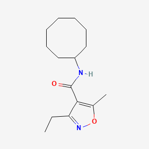molecular formula C15H24N2O2 B4583637 N-CYCLOOCTYL-3-ETHYL-5-METHYL-12-OXAZOLE-4-CARBOXAMIDE 