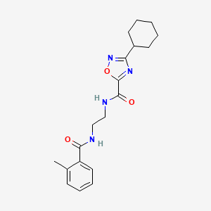 molecular formula C19H24N4O3 B4583912 N-{2-[(3-CYCLOHEXYL-1,2,4-OXADIAZOL-5-YL)FORMAMIDO]ETHYL}-2-METHYLBENZAMIDE 