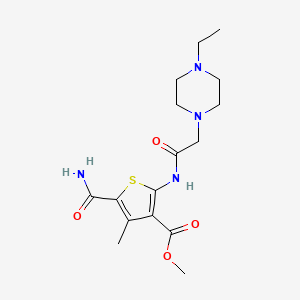 molecular formula C16H24N4O4S B4583945 METHYL 5-CARBAMOYL-2-[2-(4-ETHYLPIPERAZIN-1-YL)ACETAMIDO]-4-METHYLTHIOPHENE-3-CARBOXYLATE 