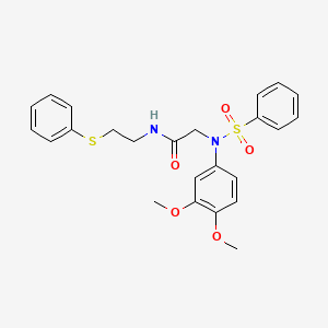molecular formula C24H26N2O5S2 B4584303 N~2~-(3,4-dimethoxyphenyl)-N-[2-(phenylsulfanyl)ethyl]-N~2~-(phenylsulfonyl)glycinamide 