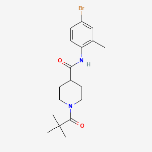 molecular formula C18H25BrN2O2 B4584323 N-(4-bromo-2-methylphenyl)-1-(2,2-dimethylpropanoyl)piperidine-4-carboxamide 