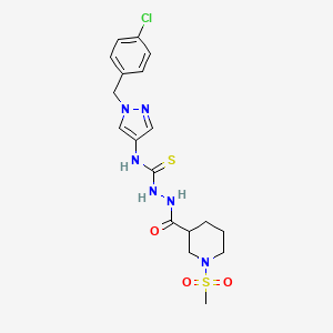 molecular formula C18H23ClN6O3S2 B4584358 N-[1-(4-CHLOROBENZYL)-1H-PYRAZOL-4-YL]-2-{[1-(METHYLSULFONYL)-3-PIPERIDYL]CARBONYL}-1-HYDRAZINECARBOTHIOAMIDE 