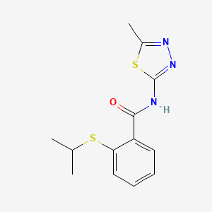 molecular formula C13H15N3OS2 B4584421 N-(5-methyl-1,3,4-thiadiazol-2-yl)-2-(propan-2-ylsulfanyl)benzamide 