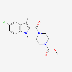 molecular formula C18H22ClN3O3 B4584546 ethyl 4-[(5-chloro-1,3-dimethyl-1H-indol-2-yl)carbonyl]piperazine-1-carboxylate 