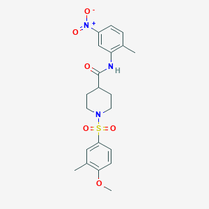 molecular formula C21H25N3O6S B4584657 1-(4-methoxy-3-methylphenyl)sulfonyl-N-(2-methyl-5-nitrophenyl)piperidine-4-carboxamide 