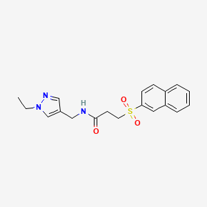 molecular formula C19H21N3O3S B4584747 N~1~-[(1-ETHYL-1H-PYRAZOL-4-YL)METHYL]-3-(2-NAPHTHYLSULFONYL)PROPANAMIDE 