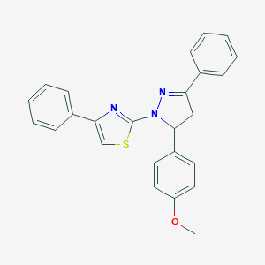 molecular formula C25H21N3OS B458489 2-{5-[4-(methyloxy)phenyl]-3-phenyl-4,5-dihydro-1H-pyrazol-1-yl}-4-phenyl-1,3-thiazole 