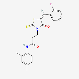 molecular formula C21H19FN2O2S2 B4584928 N-(2,4-dimethylphenyl)-3-[(5E)-5-[(2-fluorophenyl)methylidene]-4-oxo-2-sulfanylidene-1,3-thiazolidin-3-yl]propanamide 