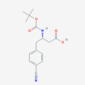 molecular formula C16H20N2O4 B045851 (S)-3-((tert-butoxycarbonyl)amino)-4-(4-cyanophenyl)butanoic acid CAS No. 270065-89-9