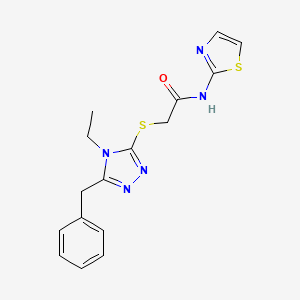 molecular formula C16H17N5OS2 B4585286 2-[(5-benzyl-4-ethyl-1,2,4-triazol-3-yl)sulfanyl]-N-(1,3-thiazol-2-yl)acetamide 