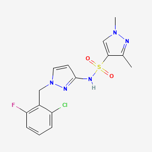 molecular formula C15H15ClFN5O2S B4585289 N~4~-[1-(2-CHLORO-6-FLUOROBENZYL)-1H-PYRAZOL-3-YL]-1,3-DIMETHYL-1H-PYRAZOLE-4-SULFONAMIDE 
