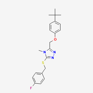molecular formula C21H24FN3OS B4585424 3-{[4-(TERT-BUTYL)PHENOXY]METHYL}-5-[(4-FLUOROBENZYL)SULFANYL]-4-METHYL-4H-1,2,4-TRIAZOLE 