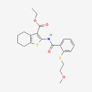 molecular formula C21H25NO4S2 B4585534 ETHYL 2-{2-[(2-METHOXYETHYL)SULFANYL]BENZAMIDO}-4,5,6,7-TETRAHYDRO-1-BENZOTHIOPHENE-3-CARBOXYLATE 