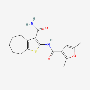 molecular formula C17H20N2O3S B4585569 N-(3-CARBAMOYL-5,6,7,8-TETRAHYDRO-4H-CYCLOHEPTA[B]THIOPHEN-2-YL)-2,5-DIMETHYL-3-FURAMIDE 