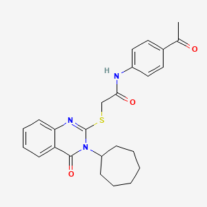 molecular formula C25H27N3O3S B4585655 N-(4-ACETYLPHENYL)-2-[(3-CYCLOHEPTYL-4-OXO-3,4-DIHYDRO-2-QUINAZOLINYL)SULFANYL]ACETAMIDE 